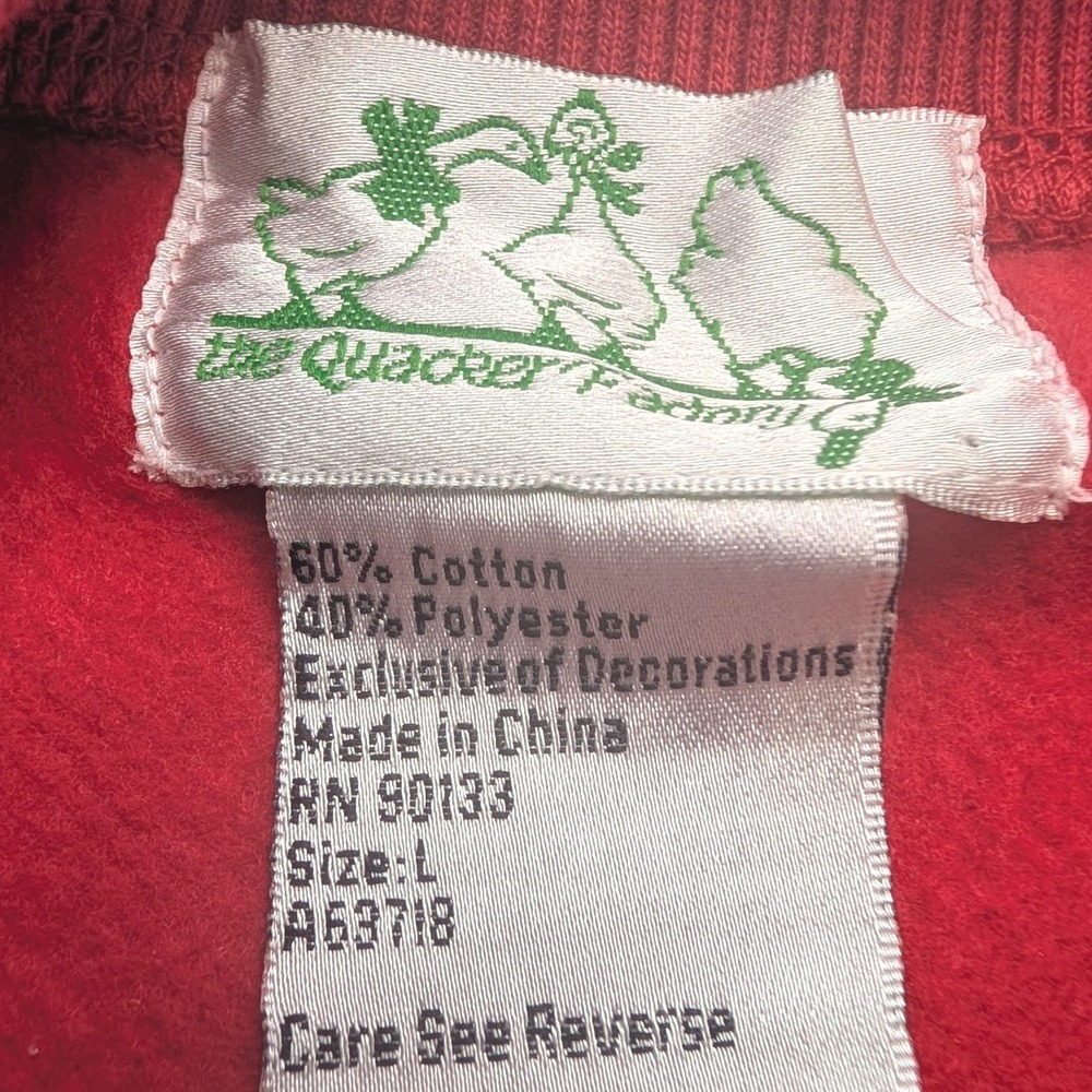 The Quacker Factory Sweatshirt Women Large Red Embroidered Stars Rhinestone - Picture 8 of 9